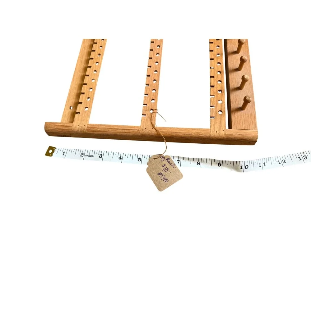 Wooden Wall Mounted Jewelry Organizer Earring Rack Necklace Holder 3 Tier Oak